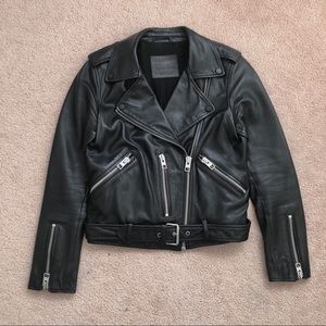 all saints BALFERN LEATHER BIKER JACKET, size US4, in Black